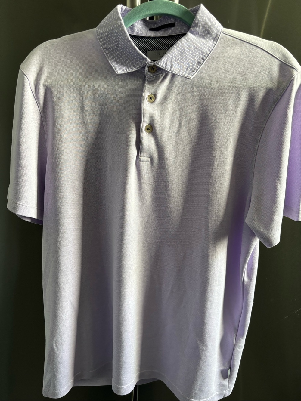 Ted Baker Polo Shirt Men Size 4 purple with Contrast Collar Model Blend